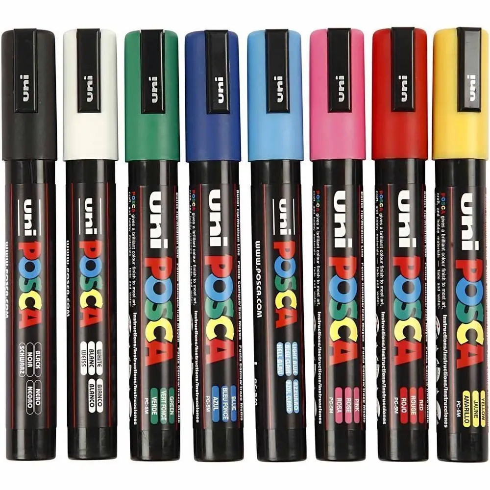 Uni Posca PC 5M Paint Marker Pens Art Pens 8 Pack Bullet Tip 2.5mm Line