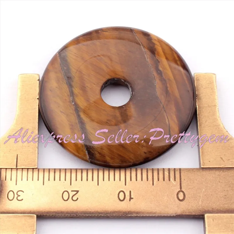 30 мм пончик круглый шарик натуральная подвеска с бусинами из камней для DIY ожерелье браслет Изготовление ювелирных изделий 1 шт - Цвет: Tiger Eye