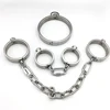 De Metal collar mano puños de tobillo grilletes esclavitud esposas ataduras para adultos juegos fetiche de acero inoxidable herramientas para bdsm juguetes sexuales ► Foto 1/6