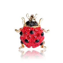 Blucome маленькая божья коровка броши для женщин дети золото-красный цвет горный хрусталь небольшой размер жук насекомое брошь флажки воротник ювелирные изделия