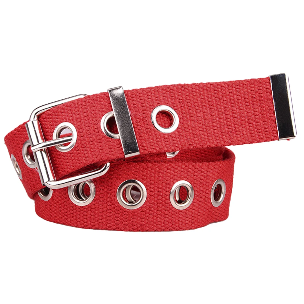 Fashion Elastic Canvas Wide Belts Women Men Harness Metal Ring