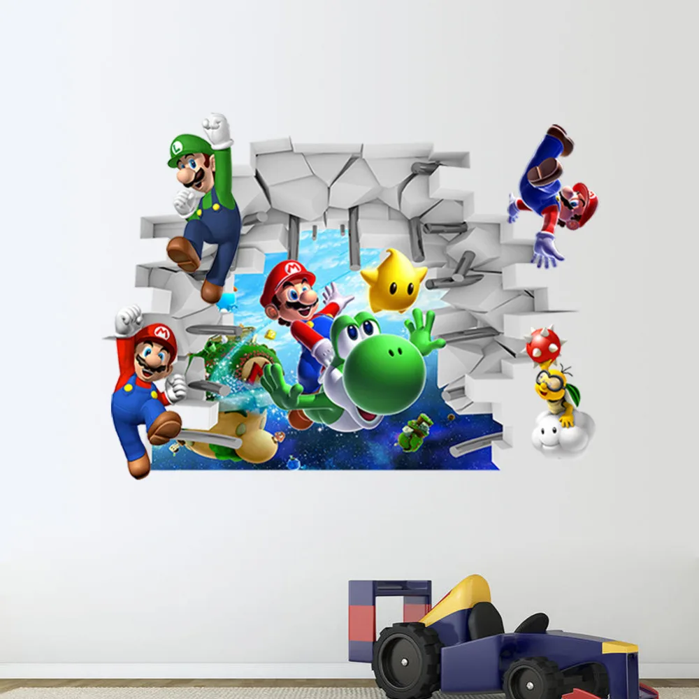 

Top 3D Wallpaper Cartoon Game Super Mario Bro Poster Decal Wall Stickers Home Decor for Kids Room