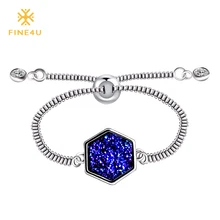 Новинка, FINE4U B021, натуральный Амулет из друзы камней, браслет, Регулируемая цепочка, звено, браслет для женщин, свадебные украшения