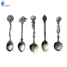 5 Pcs/Set Kitchen Dining Bar Vintage Royal Style Bronze Carved Small Coffee Spoon Flatware Cutlery Mini Dessert Spoon For Snacks