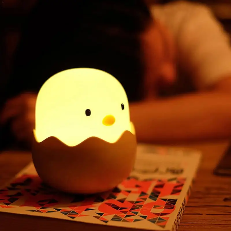 Firya Baby ночник детский силиконовый куриное яйцо сенсорный сенсор светодиодный светильник для детей USB зарядка Романтический для детей милые животные - Испускаемый цвет: Warm Light