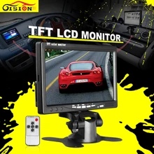 Gision 2 Canais de Entrada de Vídeo Para VCD DVD Câmara de marcha 7 Cor polegadas TFT LCD DC 12 V Car Rear View Monitor de Encosto de Cabeça exibição