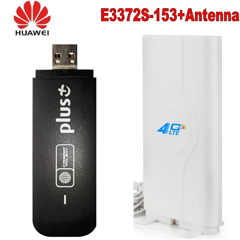 Разблокированный huawei E3372h-153 e3372s-153 4G LTE USB модем+ 4G crc9 49DBI двойная антенна