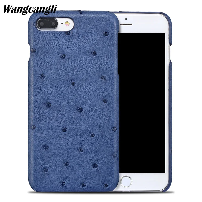 

Wangcangli New half-pack mobile phone case for iphoen 7 case ostrich skin phone case Genuine Leather phone protection case