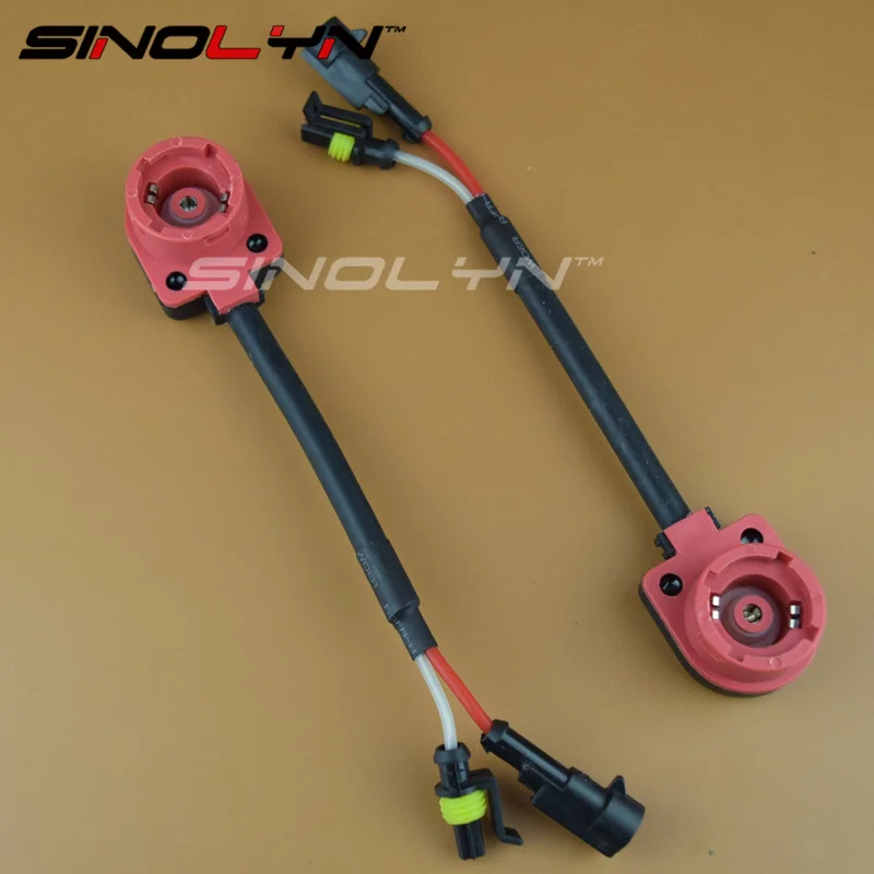 SINOLYN 2PCS D2S D2R D2C HID Xenon Bulbs Socket Wire Cable Connector Relay Harness Adapter Plug