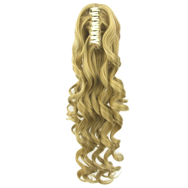 

Soloowigs Wavy Long Synthetic Hair Pieces 24inch/60cm Blinde/Brown Claw In Ponytails for American and European Women 5 Color