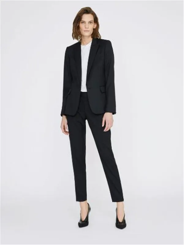Handsome Black Peak Lapel Business Formal PantSuits Women 2019 Full Sleeve Jacket Long Pants 2 Pieces Suit Female Pantsuit