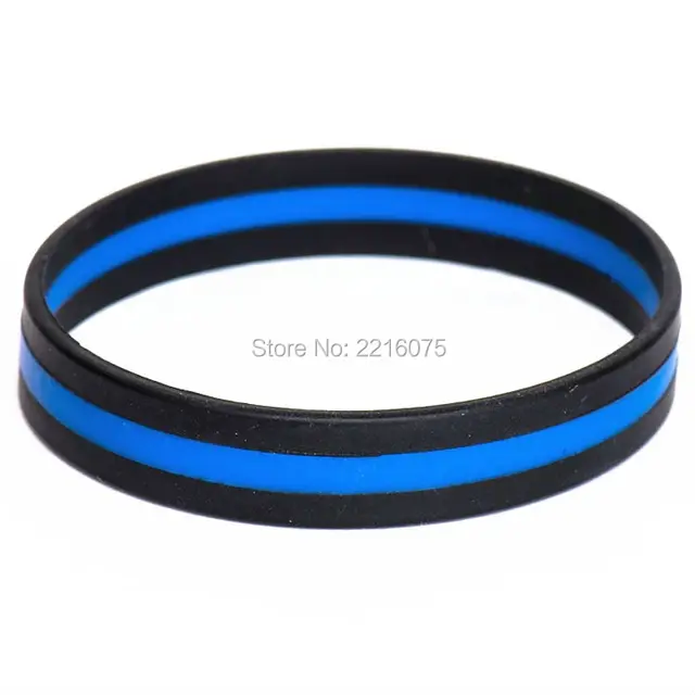 1000pcs triband Thin Blue Line silicone wristband rubber bracelets free ...