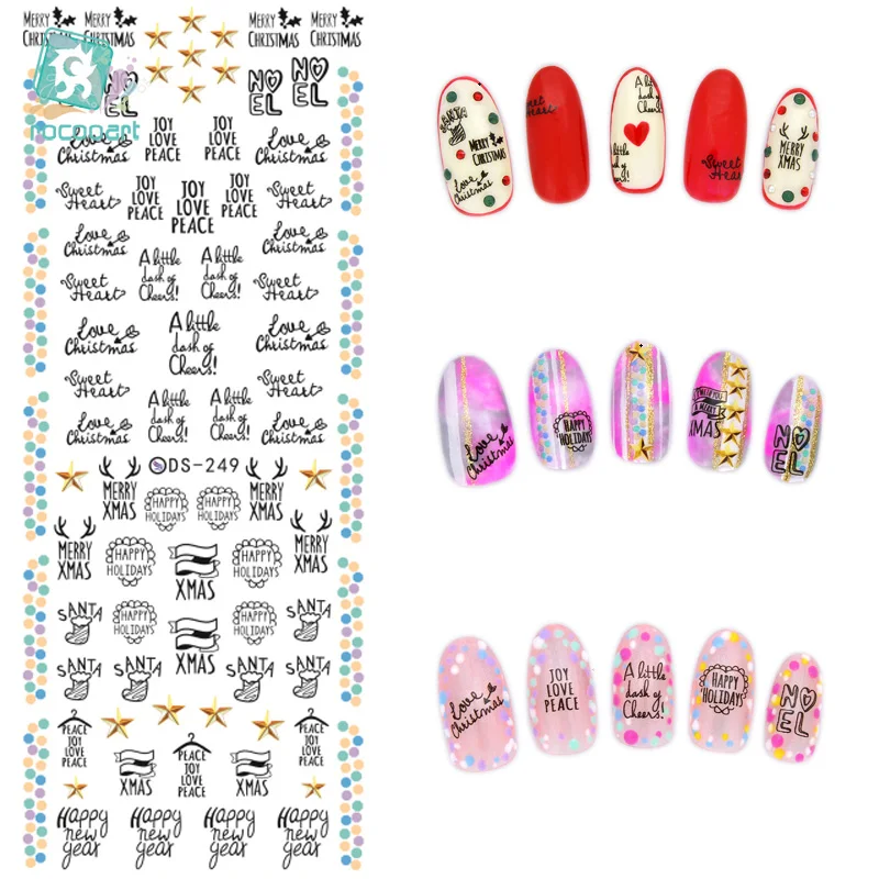 

Rocooart DS249 DIY Designer Water Transfer Nails Art Sticker Love Peach Letters Element Nail Wraps Sticker manicure stickers