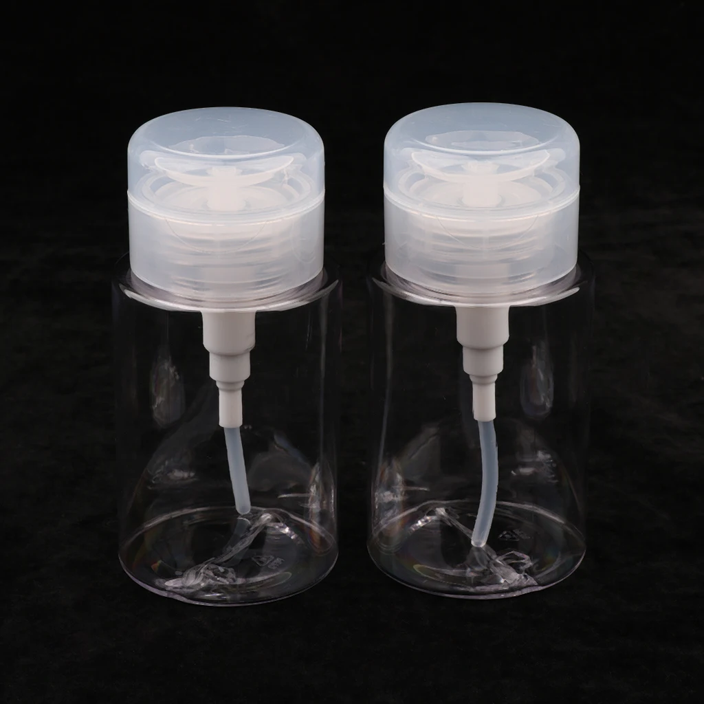 Pack of 2 Cosmetic Pump Dispenser Vial Container Jar Clear Bottle For Cleansing Oil Water Toner, 100ml 150ml