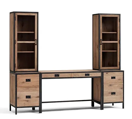 American retro wood television TV tables, wrought iron desk