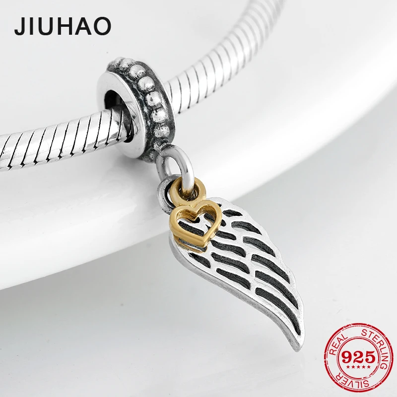 

New 925 Sterling Silver Wings of Angel 925 Sterling Silver Fine Pendant Beads Fit Original Pandora Charm Bracelet Jewelry making