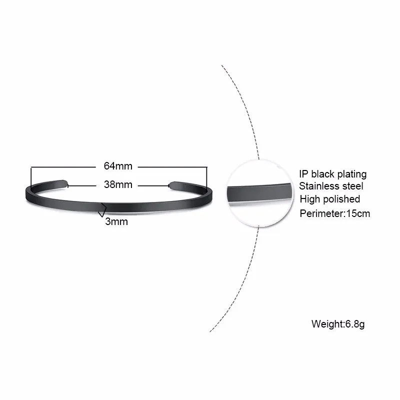 3 мм персонализированные манжеты пользовательские координаты выгравированы пользовательские манжеты браслет для женщин ювелирные изделия подарок для нее - Окраска металла: B-348B