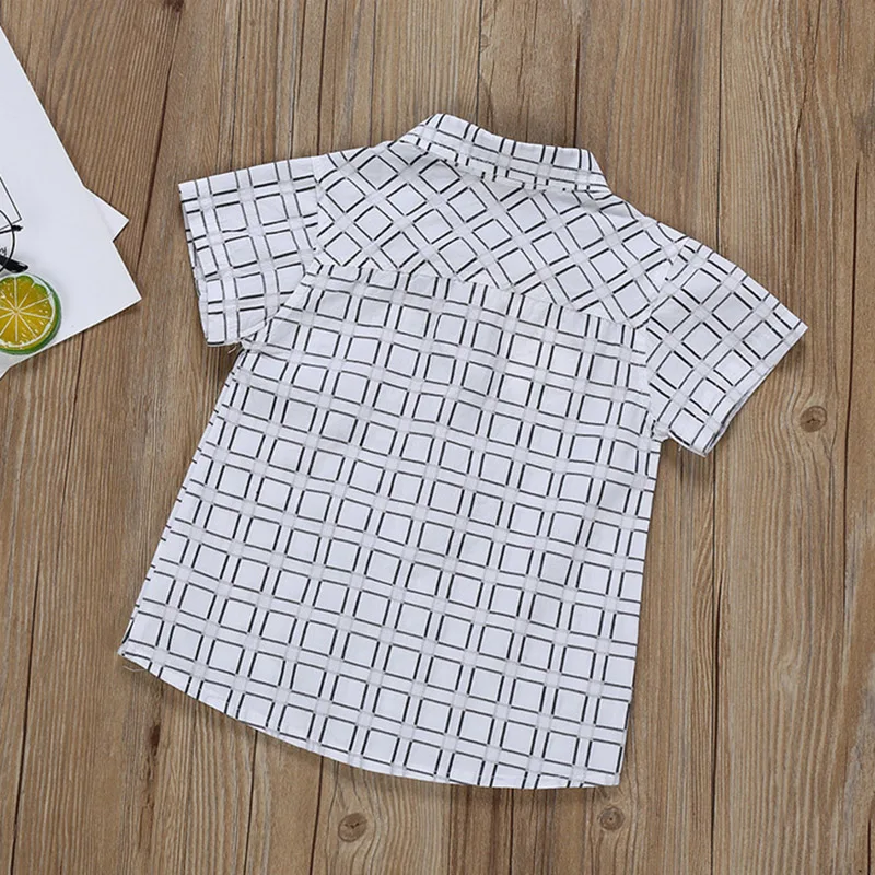 Разноцветная рубашка с рукавами летние клетчатые топы с рисунком щенка, футболки, рубашки Повседневная Блузка Детские хлопковые шорты для мальчиков