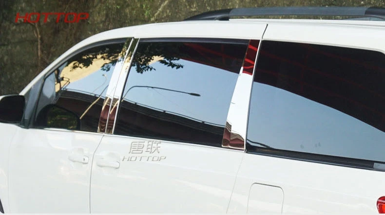 Нержавеющая сталь, стекло гарнир столб средней колонке Отделка капюшона 6 шт. для Toyota Sienna аксессуары