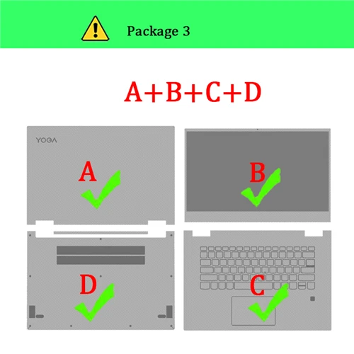 Ноутбук Стикеры для lenovo Йога 11 11S 710-14 710-15 720-12IKB 720-13 720-15 700-14 730-13IKB 730-15 Yoga 3 11/14 Тетрадь шкуры - Цвет: Package-3    A B C D