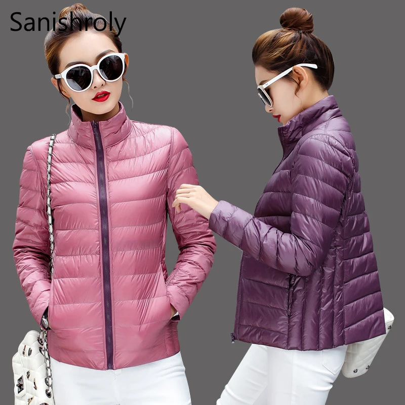 Sanishroly 2018 Double Coat Women White Duck Down Coats Slim Ultra ...