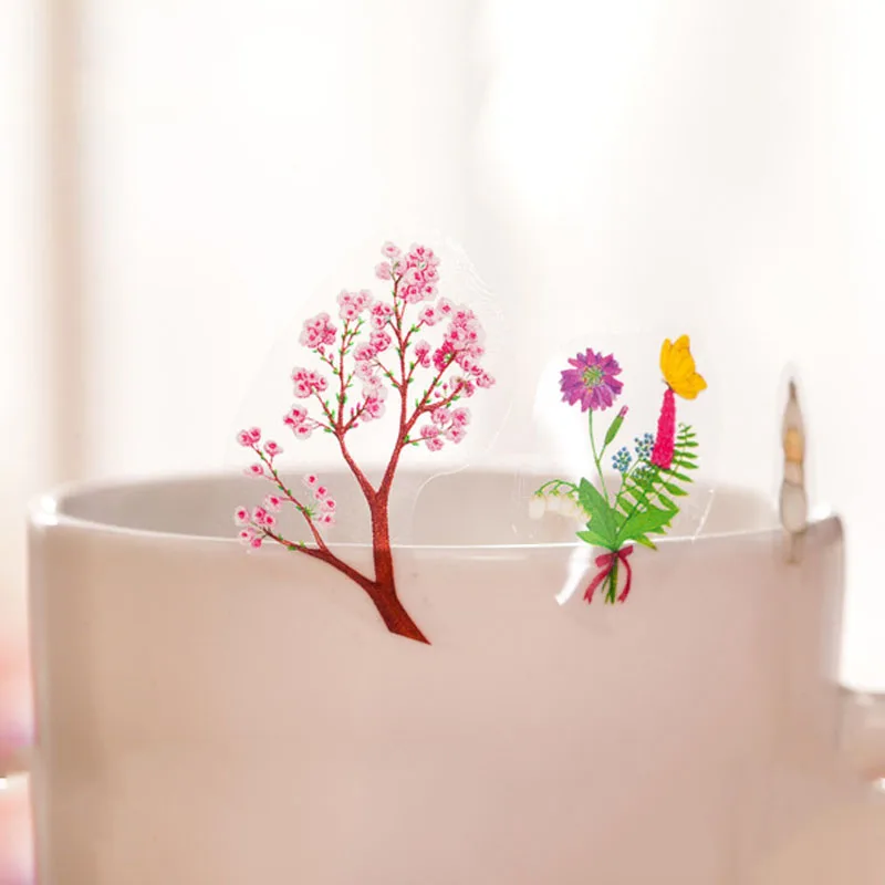 6 листов Kawaii альбом для стикеров Цветок Фрукты Diy стикеры для дневника украшения скейтборд ноутбук прозрачный клей ПВХ наклейка