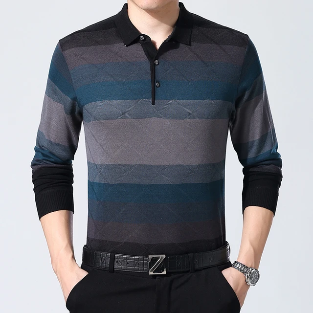Arcsinx Striped Polo Shirt Men Fashions Autumn Long Sleeve S Arcsinx Striped Polo Shirt Men Fashions