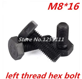 

10pcs/lot DIN933 M8*16 Left Thread hex Bolt carbon steel with black oxide