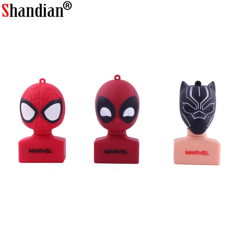 

New Super hero 8G Pendrive 16G 32G Pen drive 64G cartoon Marvel Spider-Man/Black Panther/Deadpool USB flash drive Memory Stick