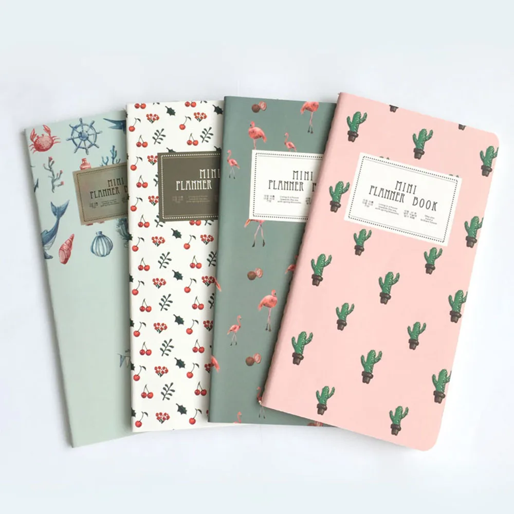 

24 Sheets Small fresh ocean forest Cactus Flamingo Cherry Month Planner Notebook To Do List School Supplies simple notebook