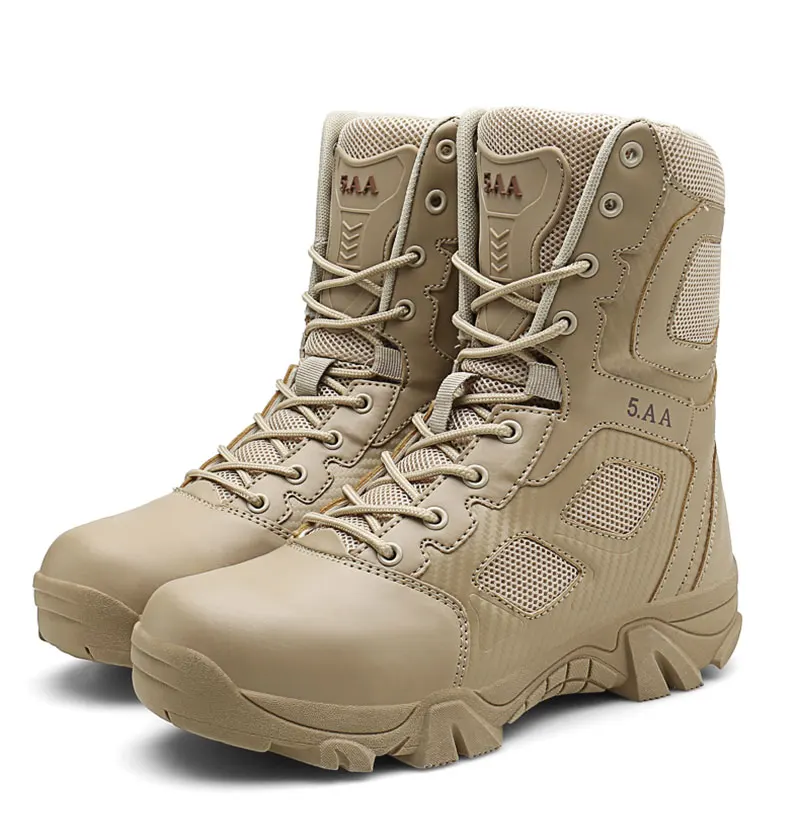 Military Tactical Mens Boots Special Force Leather Waterproof Desert Combat Ankle Boot Army Work Shoes Plus Size 39-47 (23)