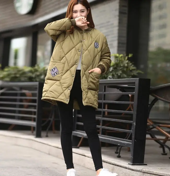 ФОТО 2016 New Winter Fshion Padded Jacket Women 's Cotton Coat Thick Warm Outwear Female Clother Plus Size
