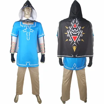 

Kids Boys The Legend of Zelda Breath of the Wild Link Cosplay Outfit Uniform Cape Halloween Costume