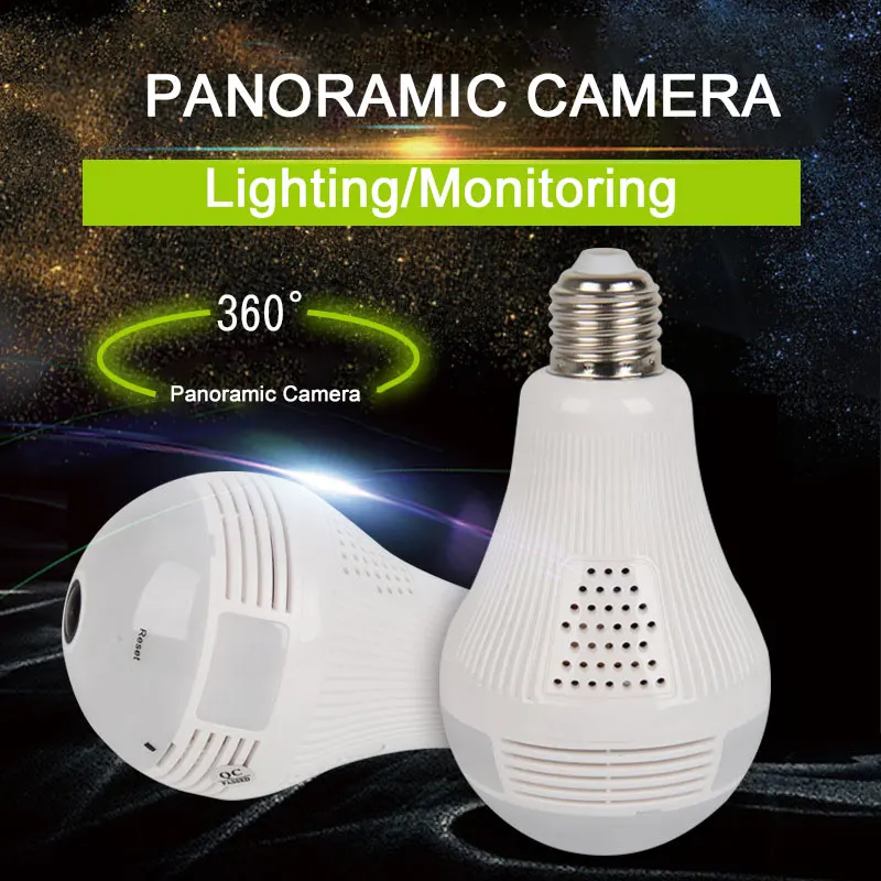 

E27 Lamp holder Mount Wireless Smart IP Camera Panoramic Fisheye Surveillance E27 Camera Light 130W /200W Pixel Lamp Light
