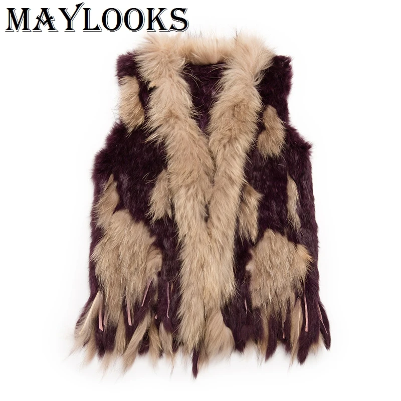 Новинка 2018 распродажа Maylooks из натурального меха для женщин натуральные жилеты на
