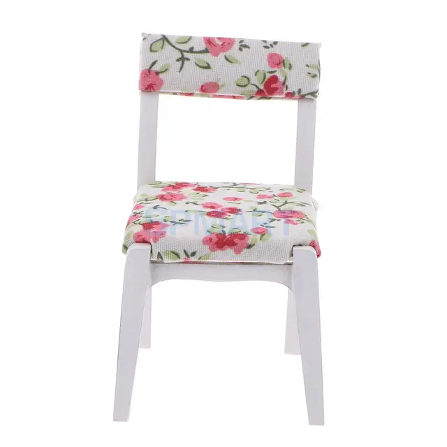 Best Price Dollhouse Miniature Furniture White Wooden Floral Upholstered Dining Room Side Chair 1:12 Scale Best Price Dollhouse Miniature Furniture White Wooden Floral Upholstered Dining Room Side Chair 1:12 Scale