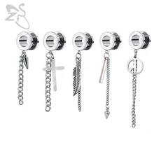 ZS 5-22 мм из нержавеющей стали беруши и туннель серьги пирсинг уха Туннели крест перо расширители кольца тела ювелирные изделия