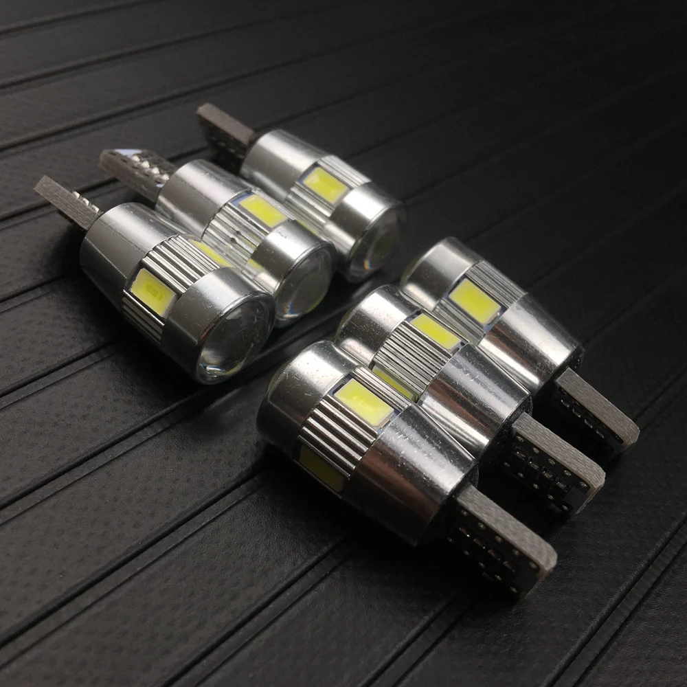 Светодиодная автомобильная лампа высокой мощности 6X T10 w5w t10 6smd 10smd 5630 5w5 12 В белая