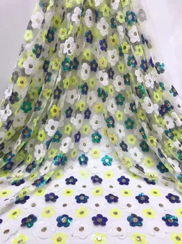 

NEW High Quality 2019 Tulle sequins Beaded French Nigerian Lace Fabrics Pearls Embroidered Guipure African 3d Lace Fabric gold
