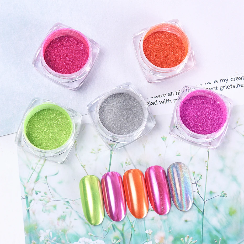 New Colors Mirror Metallic Glitter Chrome Nail Powder Dipping Laser Rose Purple Nails Art Decor Pigment Dust Holo Manicure LA786 (4)