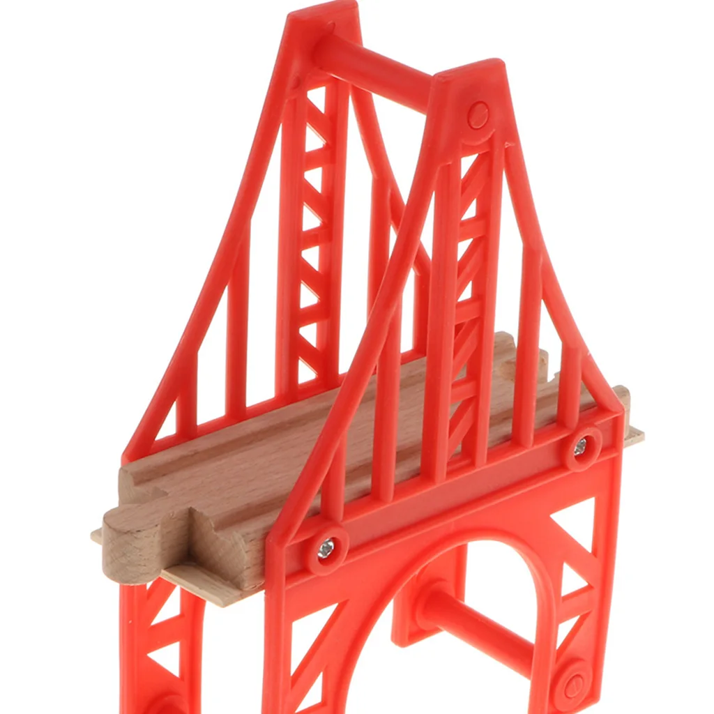  Preschool Wooden Toy Trains Set Building Blocks Construction kits Play Activity, Fine Motor Skills - Iron Tower Bridge