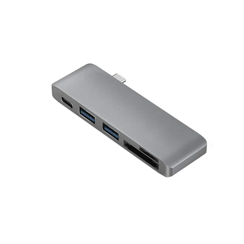 USB C концентратор type C Thunderbolt 3 док-станция 5 в 1 USB-C адаптер Dongle Combo с USB 3,0 портами TF слот Micro SD карта для MacBook Pro - Цвет: 1USBCGray Charging