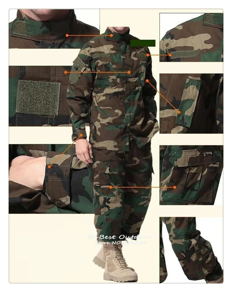 Мужская тактическая армейская военная форма, мужские тактические брюки-карго, БДУ, Боевая форма, армейский Мультикам, костюмы, CS, игровой комплект одежды