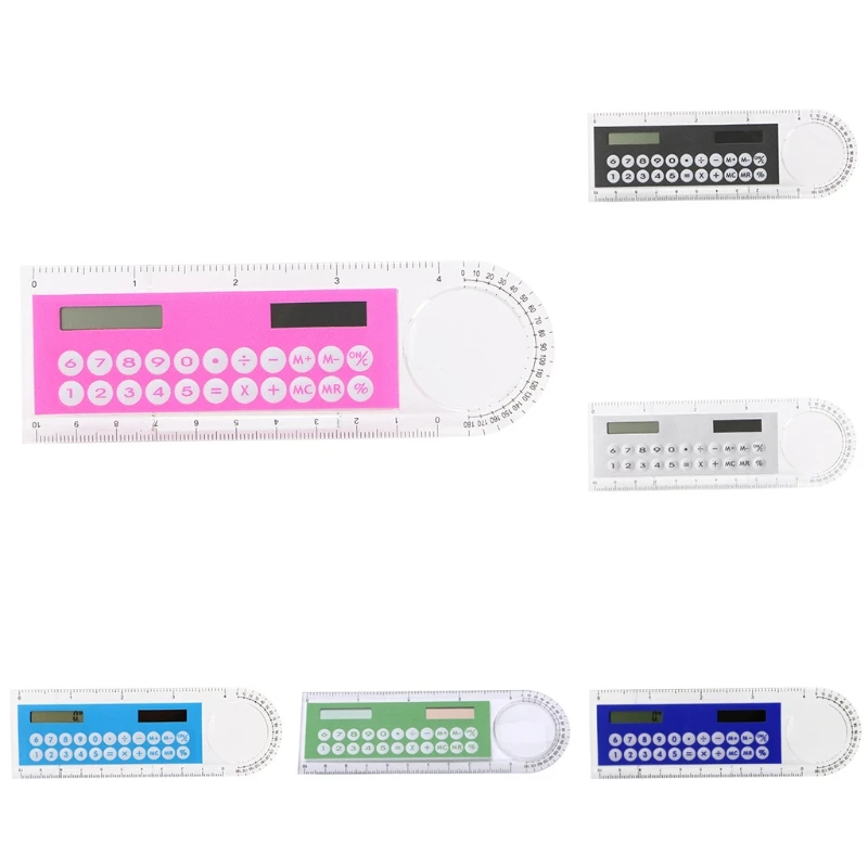 

Mini Portable Solar Energy Calculator Colorful Cute Multifunction Ruler Calculator Student Office Lovely Gift