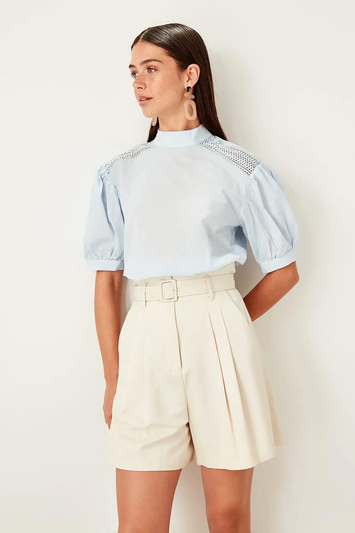 Trendyol Mavi embroidery detaymi Bluz TWOSS19BB0280| |