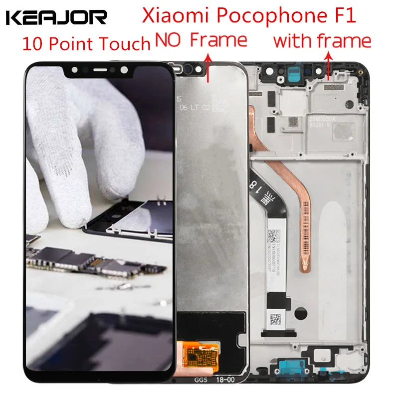 

Display For pocophone f1 lcd screen Tested AAA Lcd Display+Touch Screen Replacement for Xiaomi Pocophone f1 screen 6.18inch