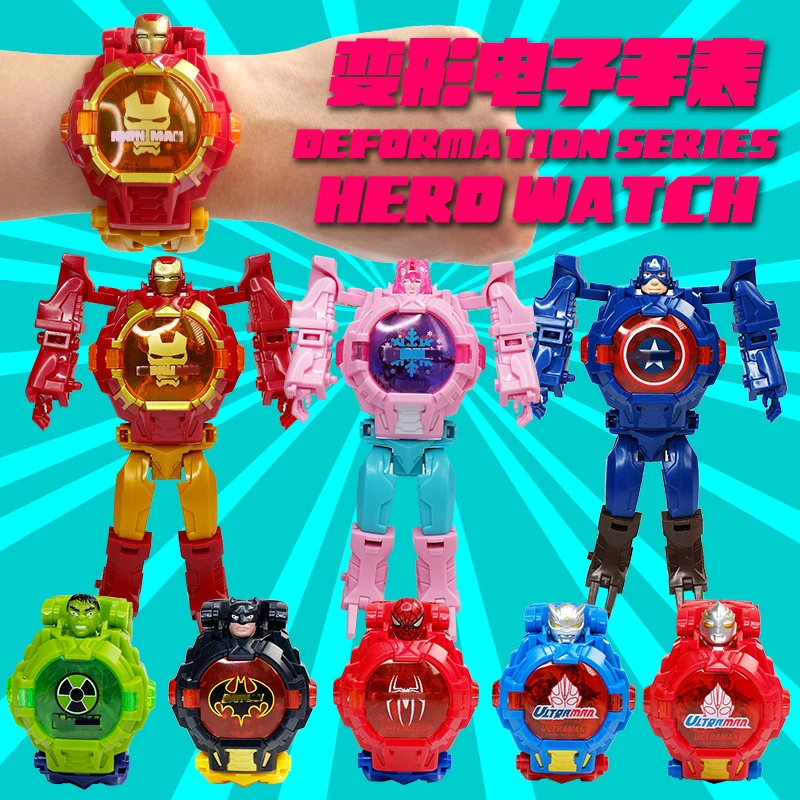 

2019Hot Style!!!Superhero Robot Children's Watch Toy for Children's Birthday Christmas Gift Girl Boy Watch Deformation Toy