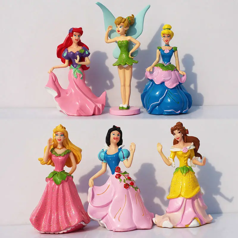 

Free Shipping Princess Ariel 6pcs/set 9cm Height PVC Cinderella Snow white Figure Toy Girl Gift