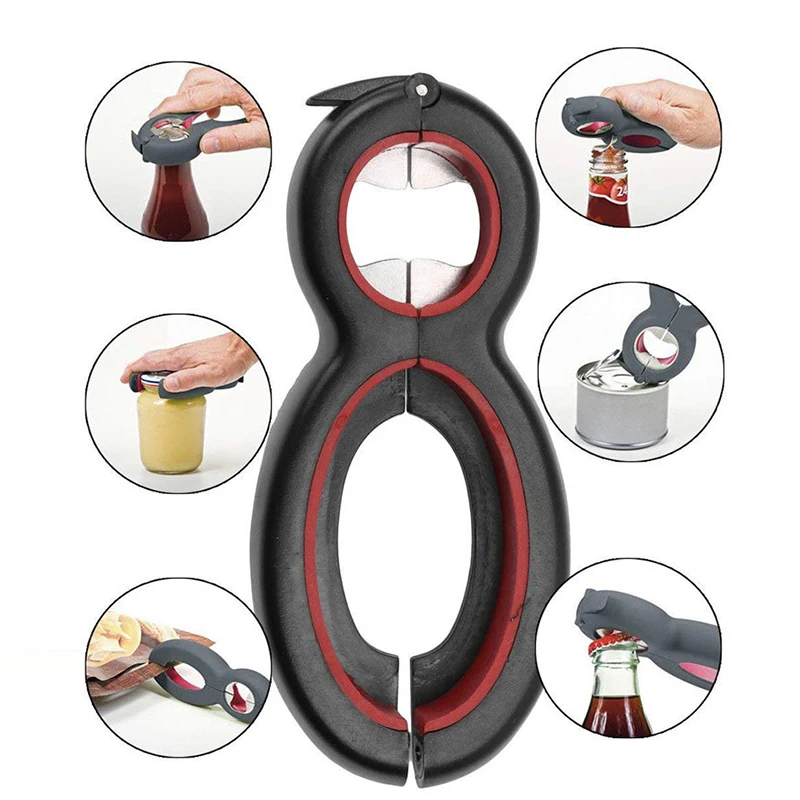 

6 in 1 Opener Multi Function Twist Bottle Opener Stainless Steel Jar Gripper Can Wine Beer Lid Twist Off Jar Opener Claw X