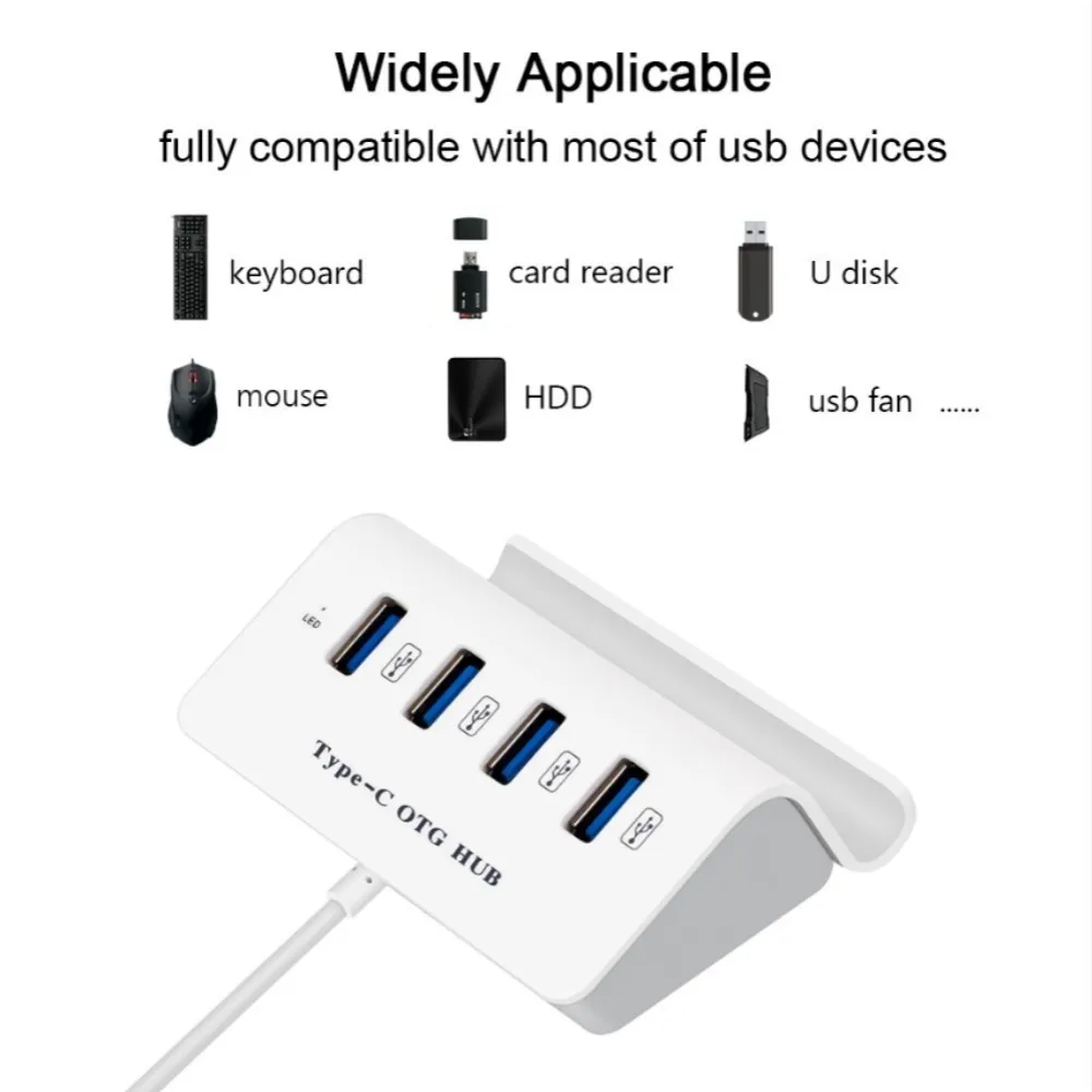 USB 2.0 Hub OTG USB Splitter 4 Ports USB Hub Hi-Speed Computer Accessories With Phone Holder Hub For Laptop Android PC Hot